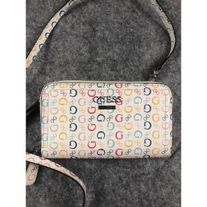 GUESS Cross body Zip Purse/Wallet Multicolor Spellout
